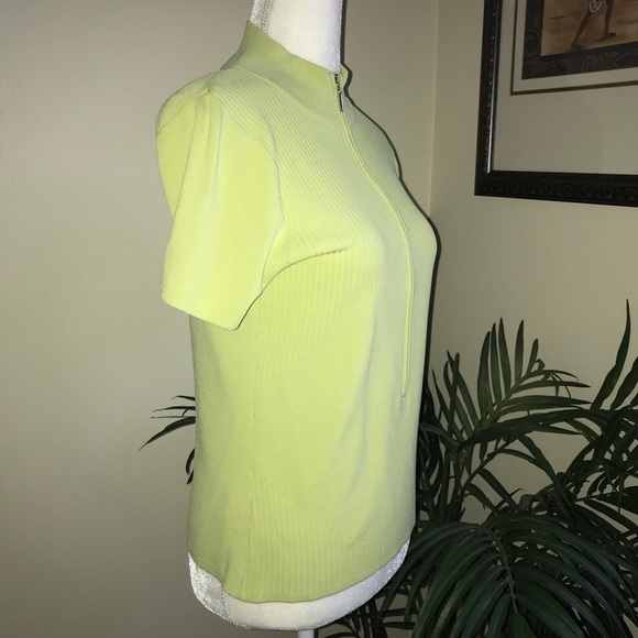 2/$20 Carducci StretchKnit Short Sleeve Zipper Front Top - Picture 5 of 7